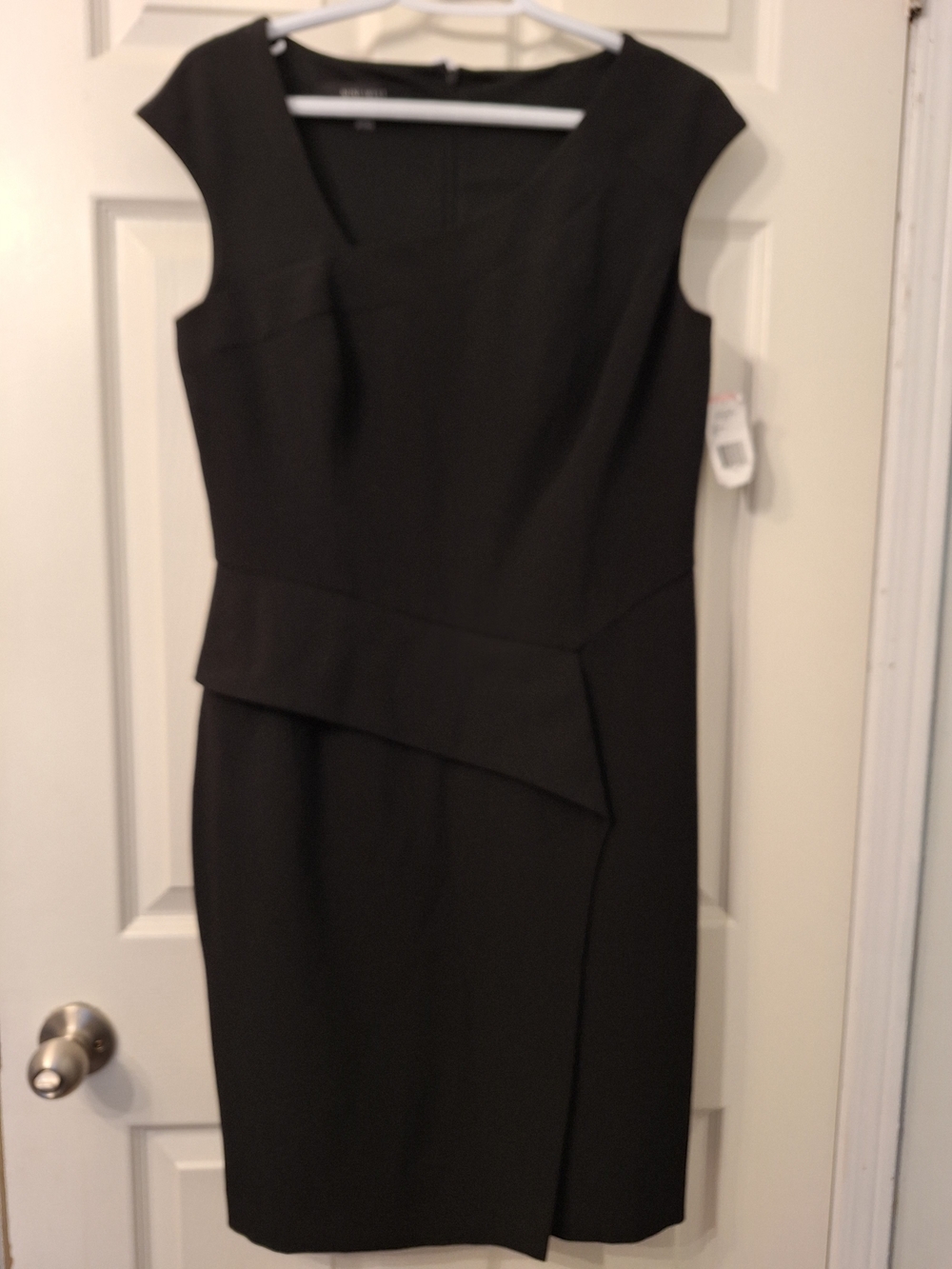 Nine West Black Asymmetrical Peplum Midi Dress
